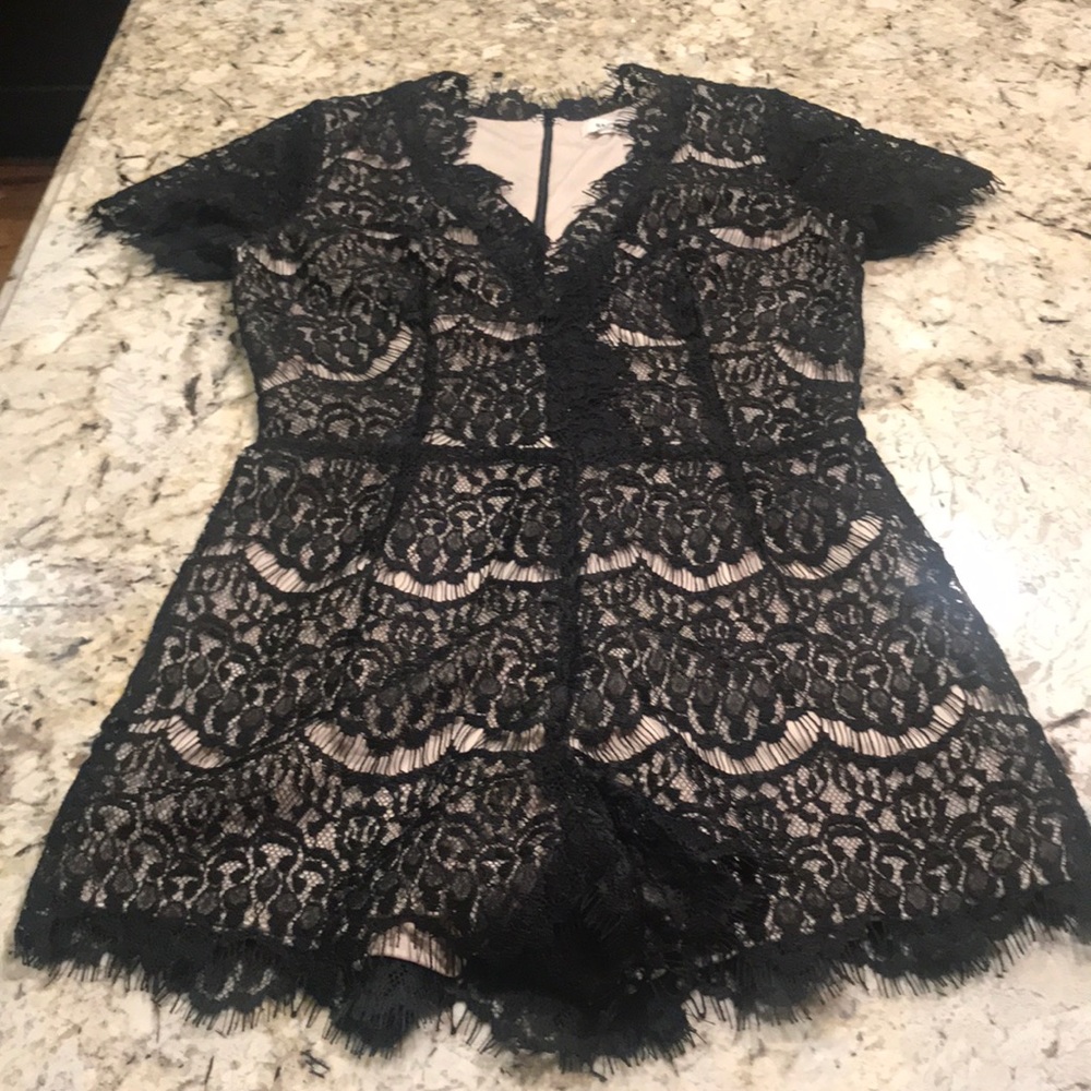 Nordstrom Lace low v romper with eyelash lace trim