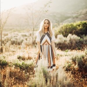 Midi length dress by Piper & Scoot. The Eleanor.