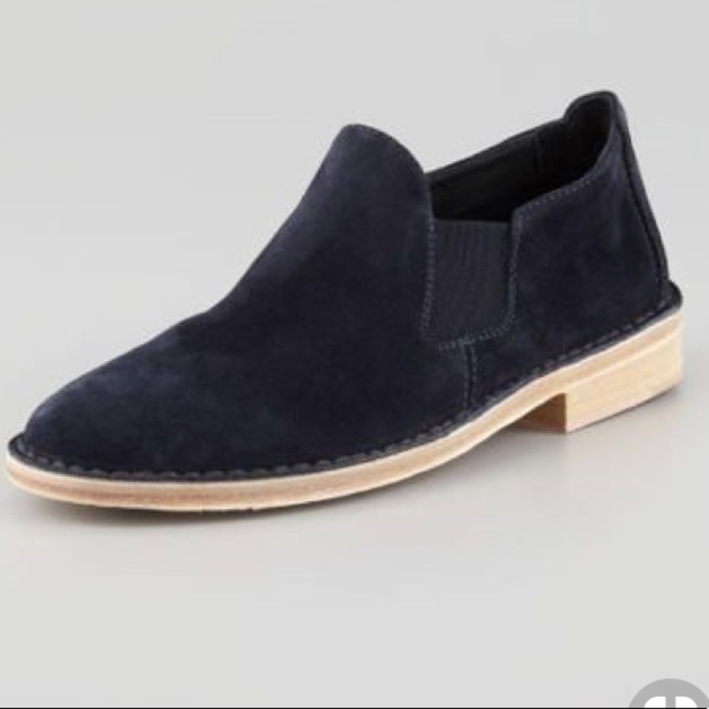 Vince. Navy suede shoes. Worn once. Excellent.