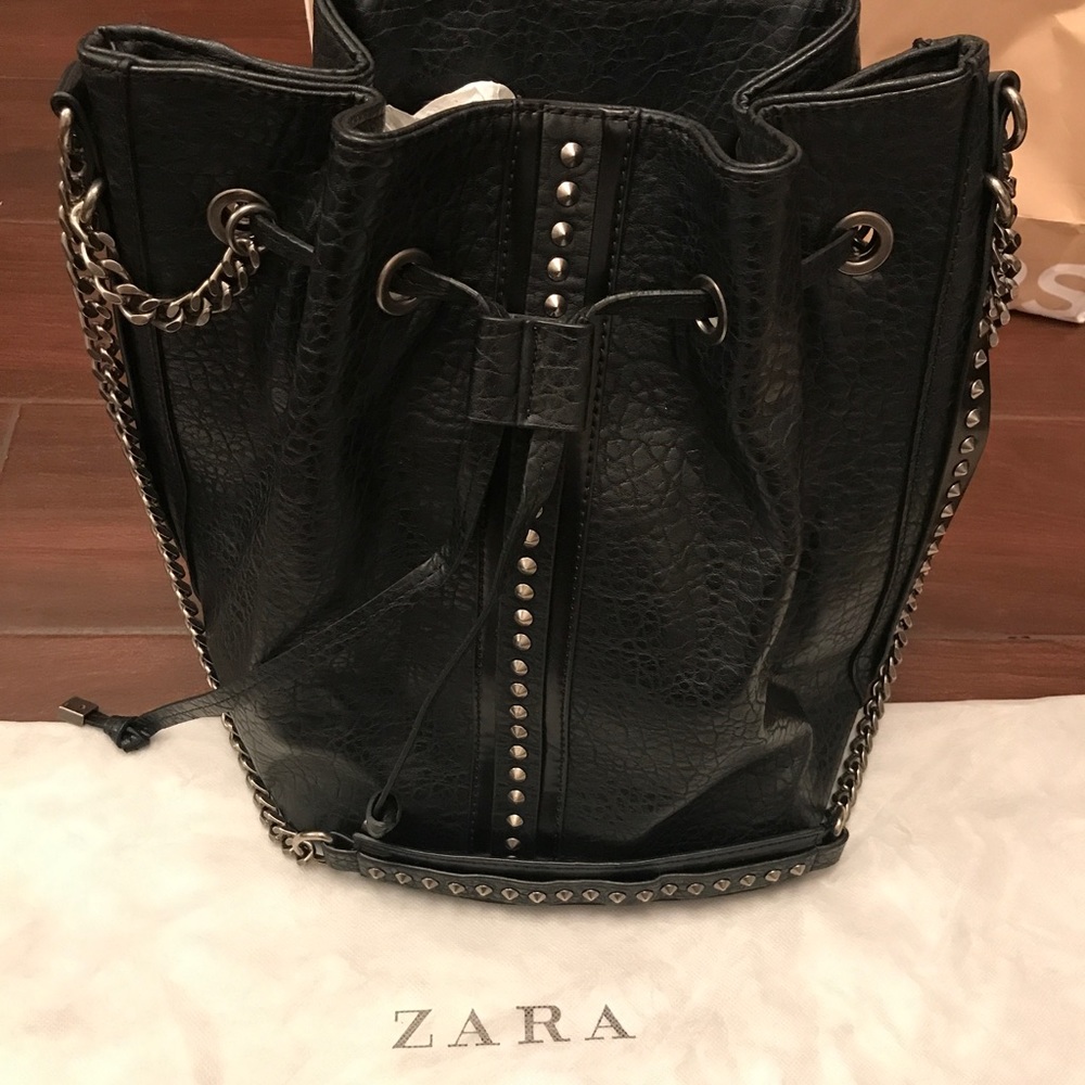 Zara Faux Leather Bucket Bag