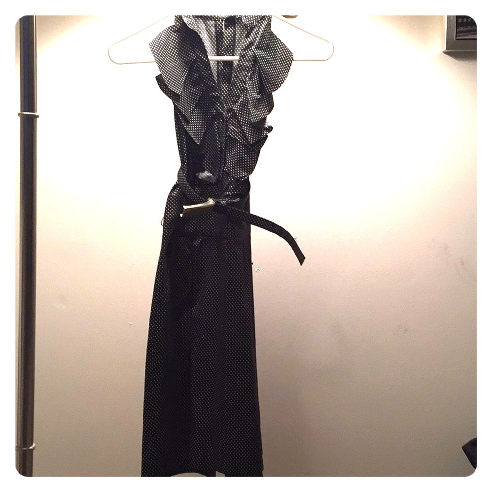 Express Sleeveless black and white polka dress