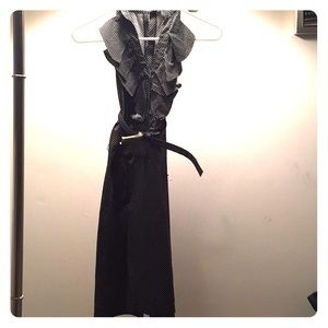 Express Sleeveless black and white polka dress