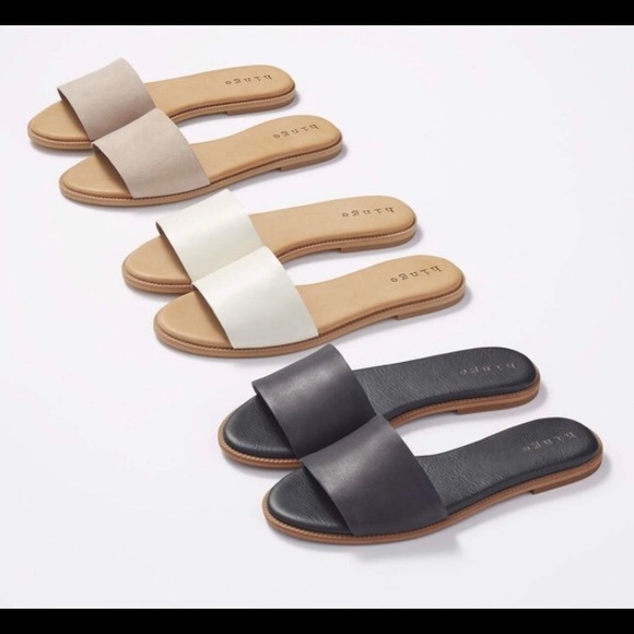 flat black slide sandals