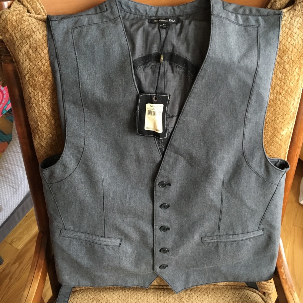 Gray John Varvatos Skull button Down Vest Size 44