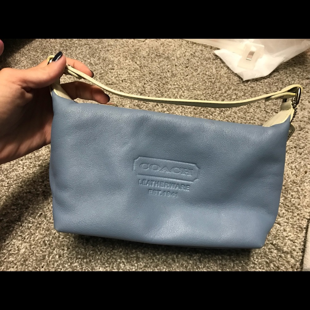 Blue leather pocketbook
