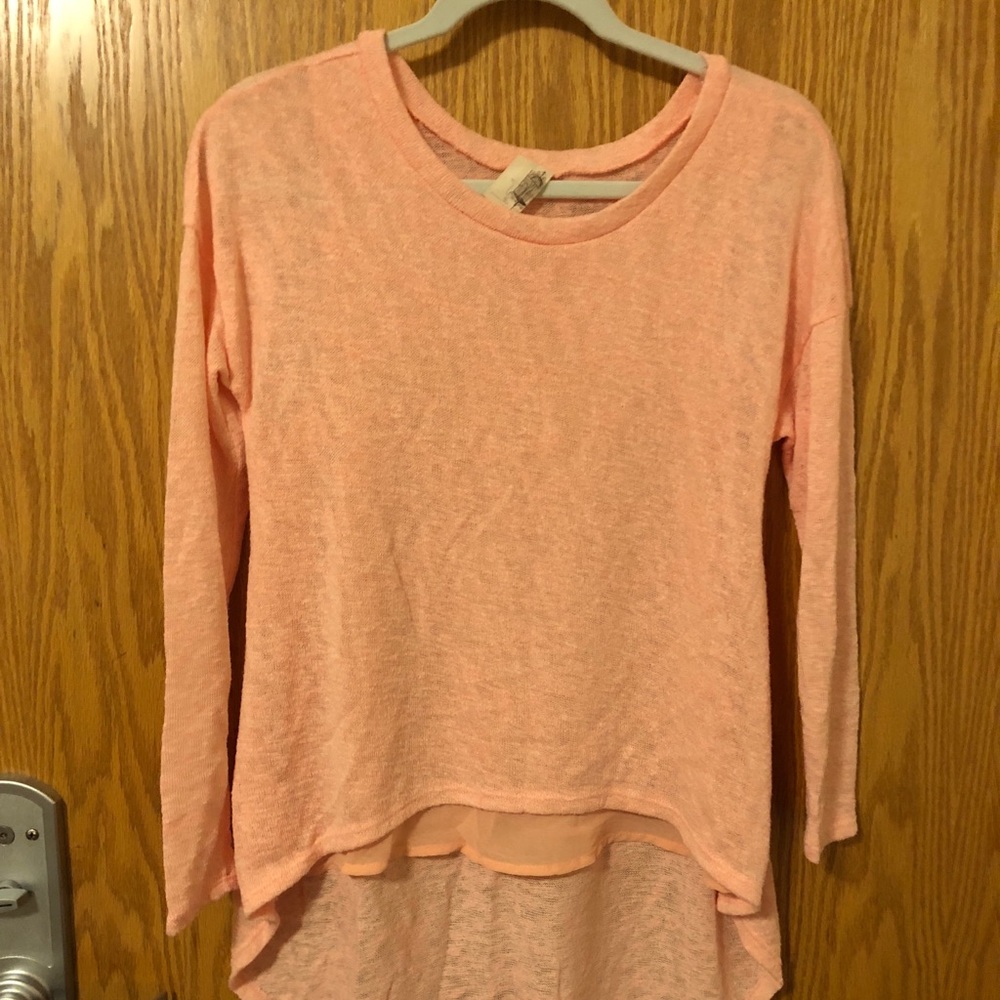 High low light coral sweater