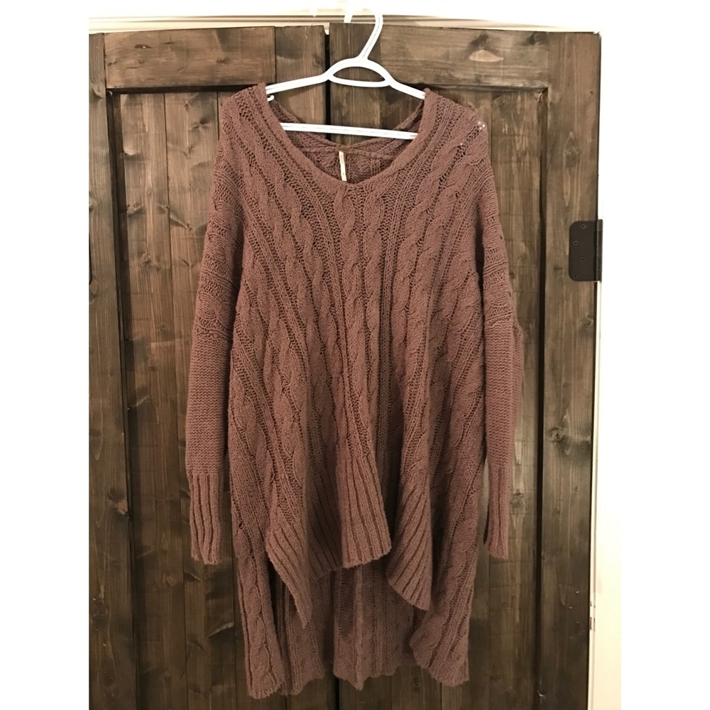 Free People Easy Cable V Neck Sweater
