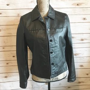 NEWPORT NEWS Black Leather Blazer Jacket