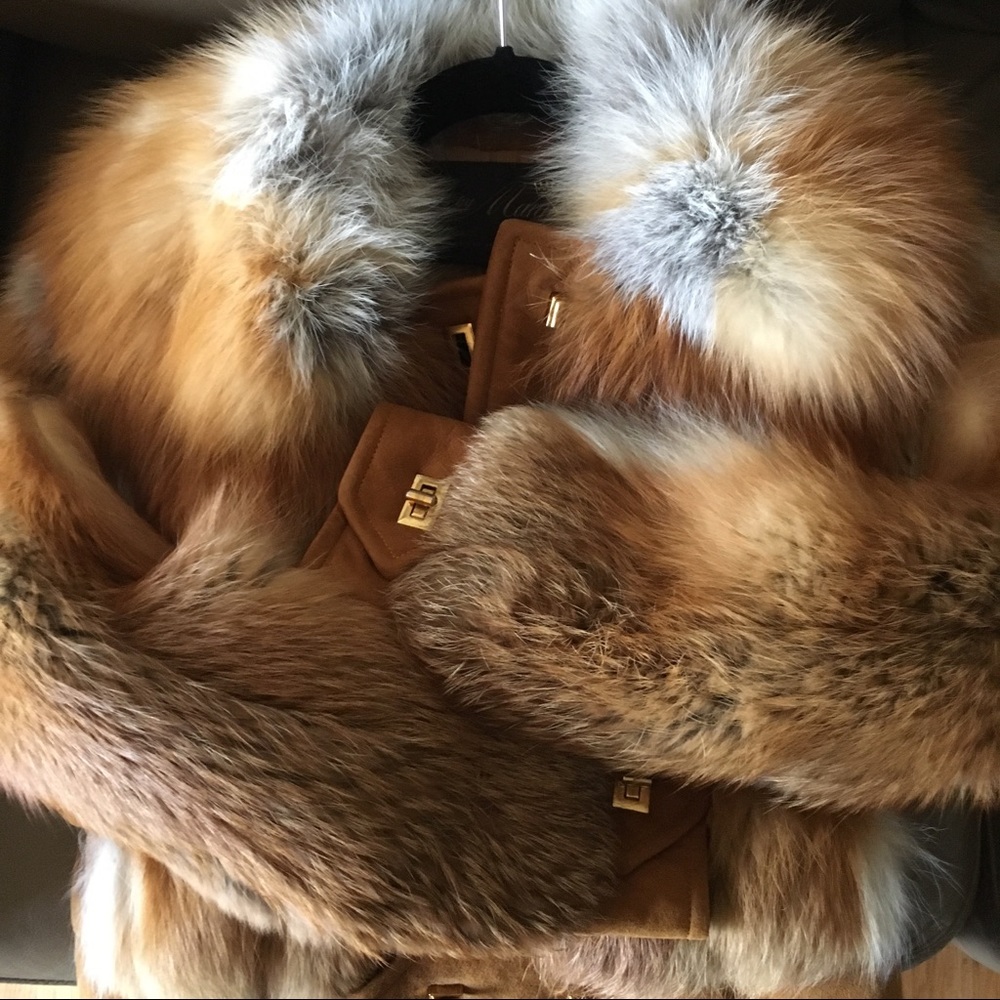Fox fur and suede vintage jacket