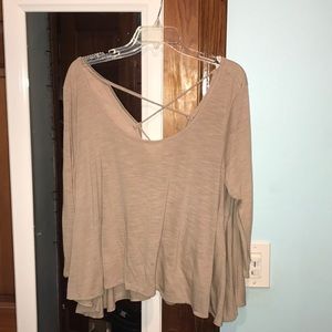 beige long sleeve with pretty cross crossed back