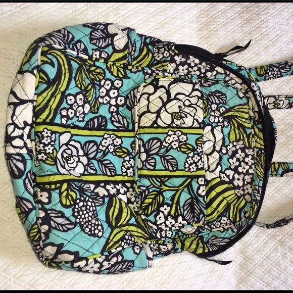 EUC Vera Bradley peacock blue floral backpack - Picture 1 of 3