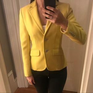JCrew Yellow Blazer Stretch Wool Nautical Buttons