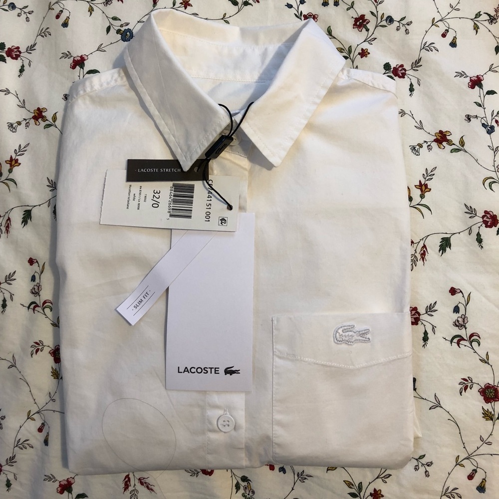 Lacoste white slim/ stretch dress shirt