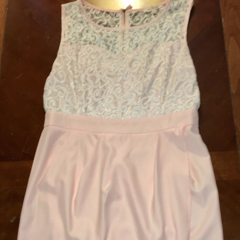 Pale pink and white lace cocktail dress