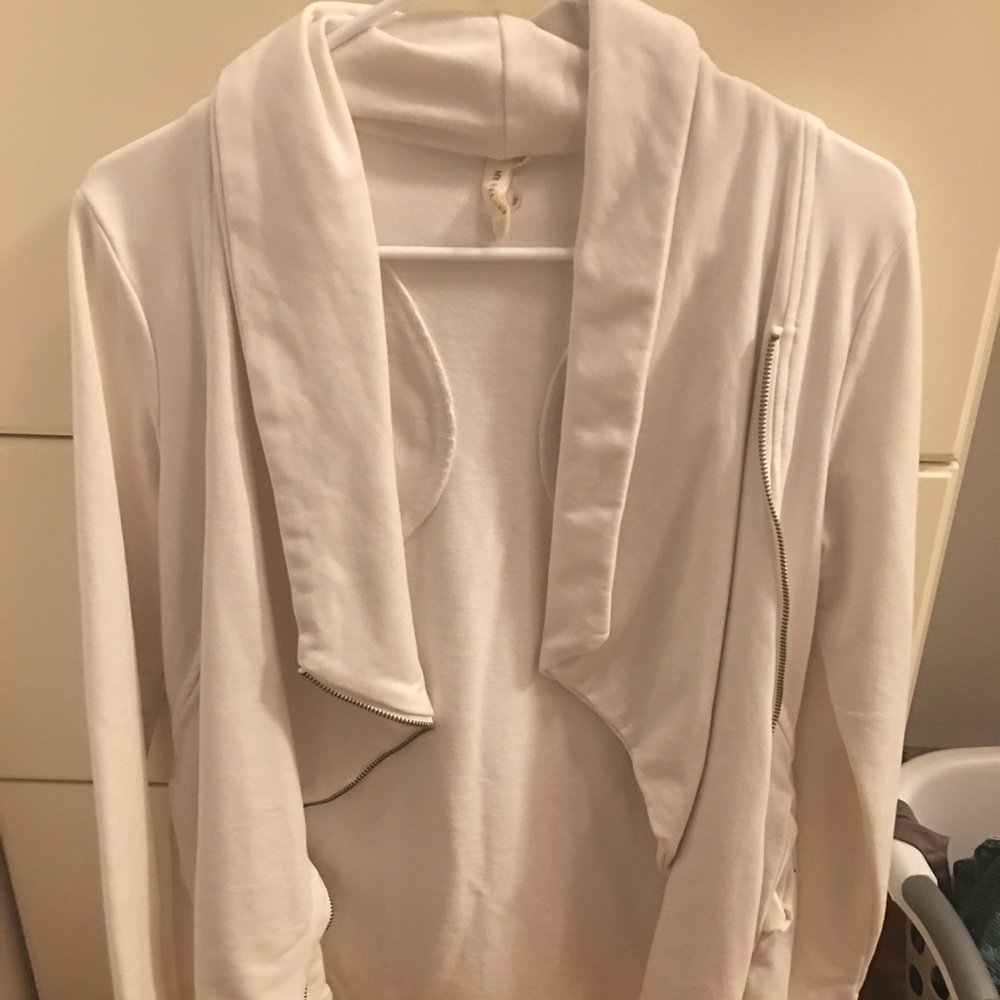 White zip up cardigan