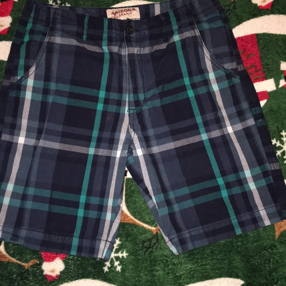 Men Blue Plaid Arizona Shorts size 33 waist