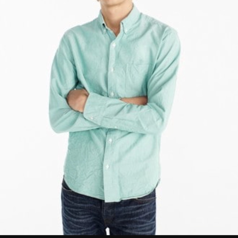 JCrew festive green button down XL - Picture 2 of 2