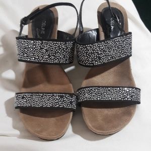 Silver beaded sandals