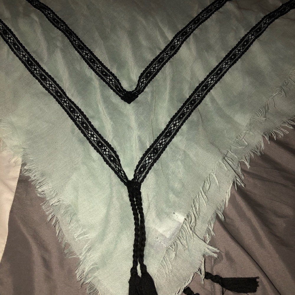 Jennifer Lopez Tassel Mint and Black Wrap/Scarf