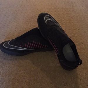 Nike mercurial black and pink turf soccer shoes