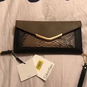 Calvin Klein Saffiano Black Combo Leather Wallet