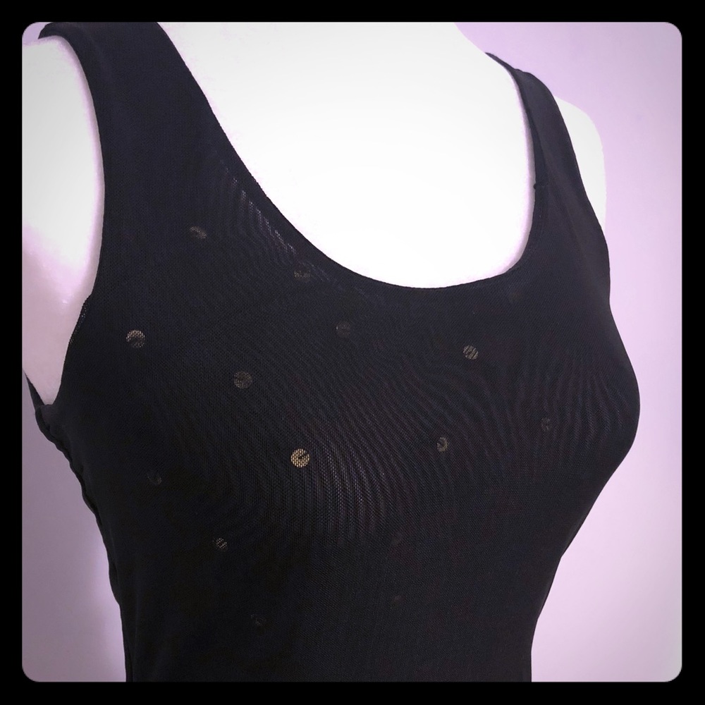 Black sleeveless top with gold sparkle
