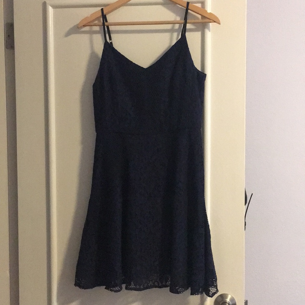 Dark Navy Lace Detail Dress (Wedding Guest)