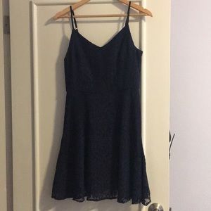 Dark Navy Lace Detail Dress (Wedding Guest)