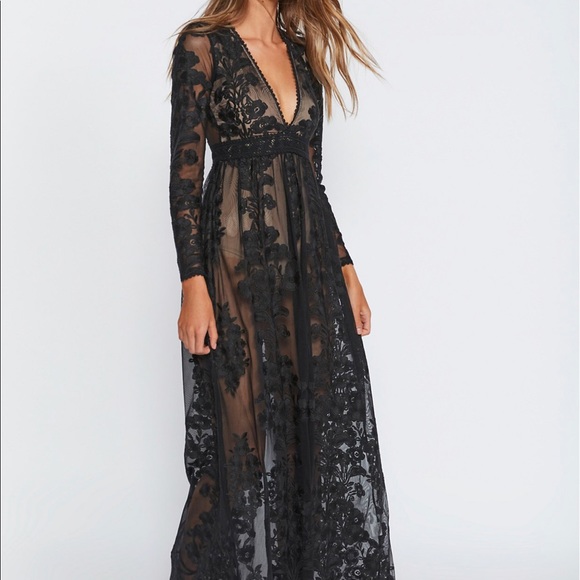 For Love and Lemons BLACK Temecula Maxi Dress - Picture 2 of 8
