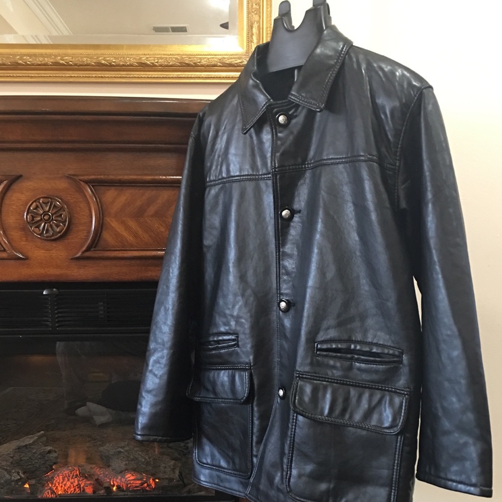 BLACK LEATHER MENS JACKET GV HAND MADE IN ITALY