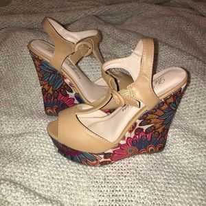Floral and Tan wedge Sandals
