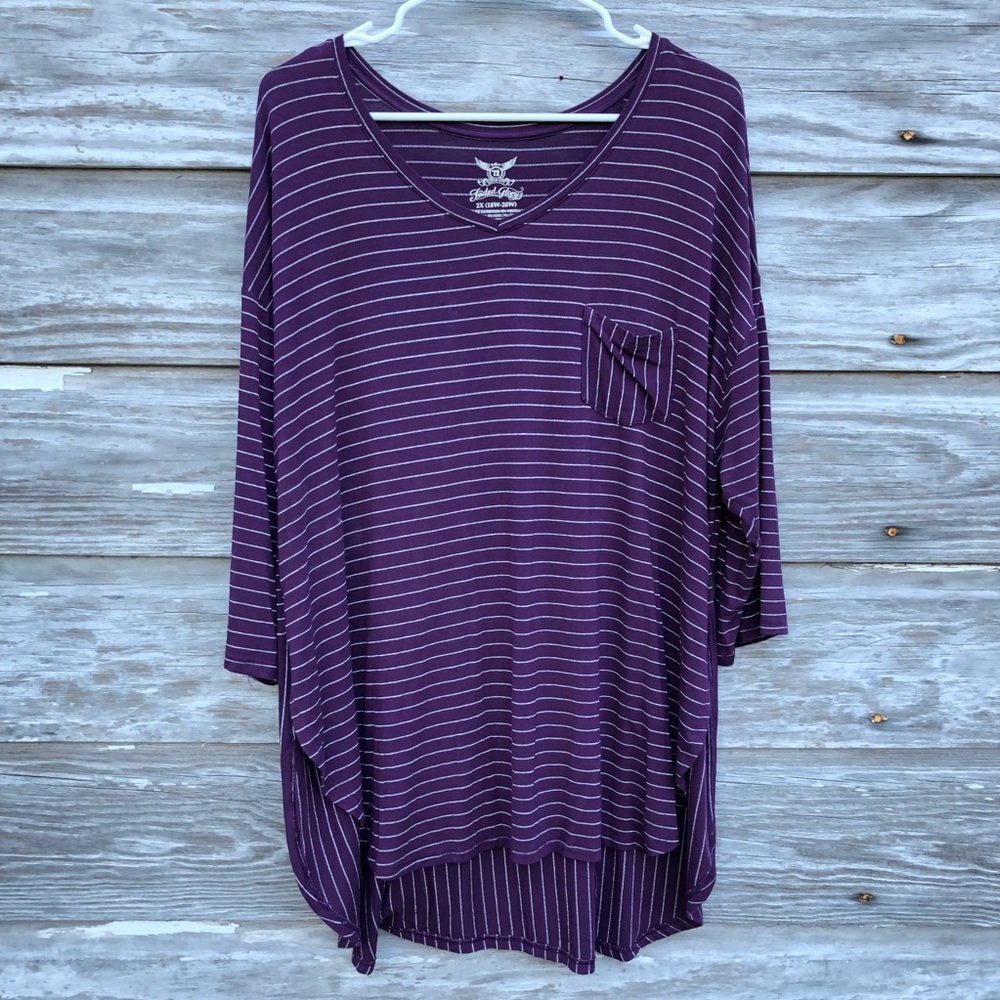 Plum and silver hi-low top
