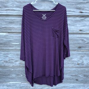 Plum and silver hi-low top