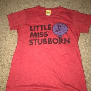 Red “little miss stubborn” graphic t