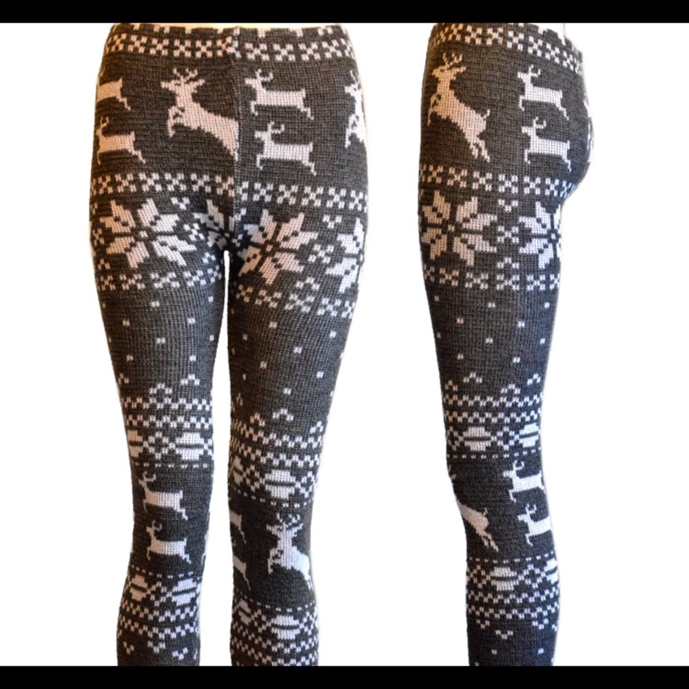 Knit Snowflake / Reindeer Leggings