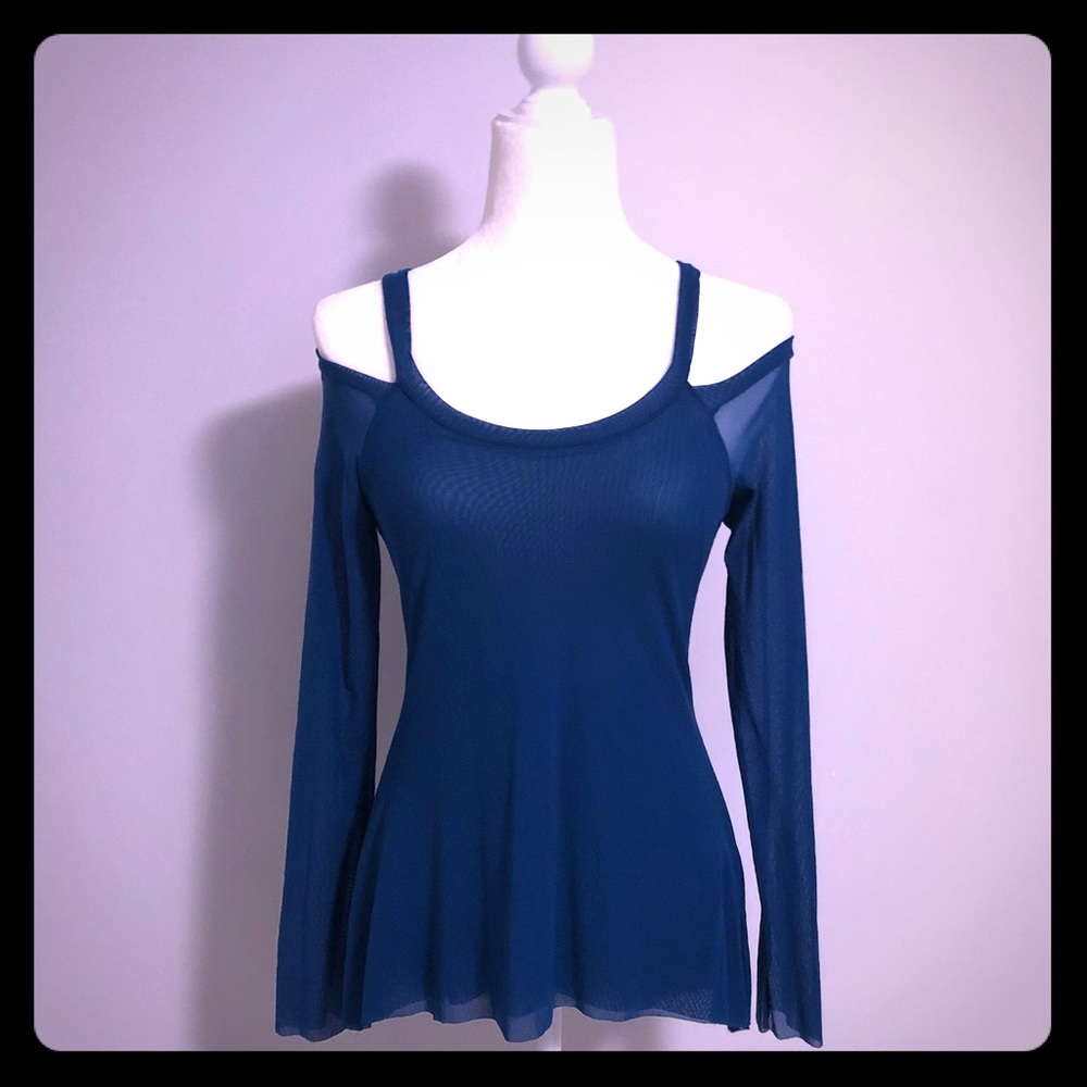 Teal cold shoulder blouse