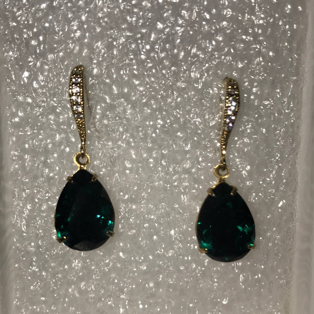 Green and gold earrings