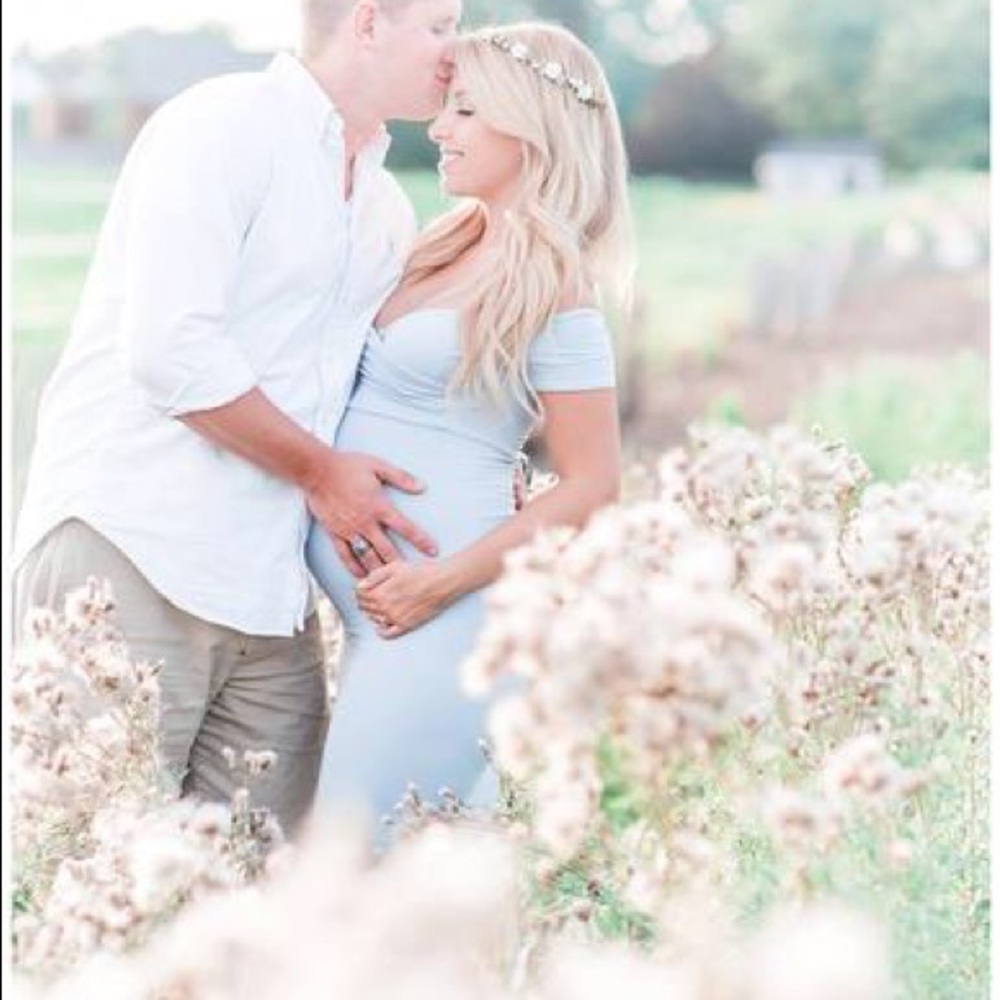 Blue maternity dress for baby shower Sew Trendy