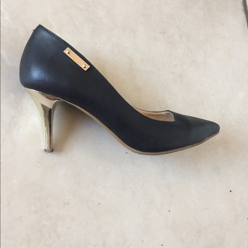 Black leather heel
