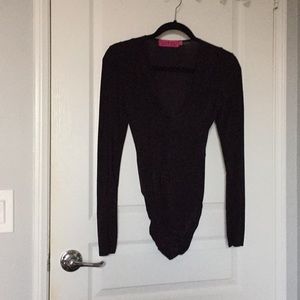Long sleeved Deep-V leotard