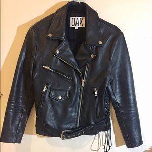 OAK Leather Jacket with Lace-up sides and Zips