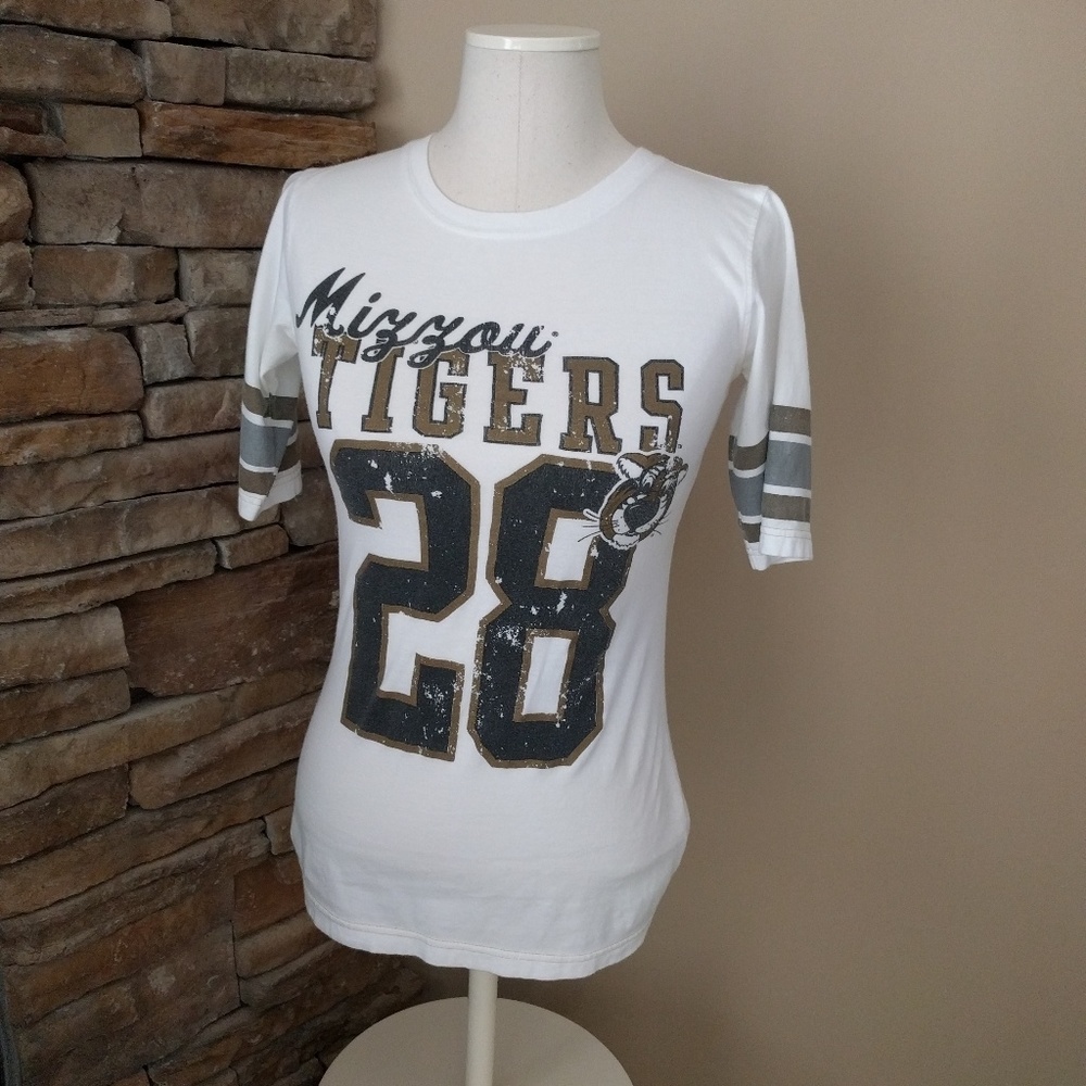 Distressed Mizzou Tigers 3/4 sleeve