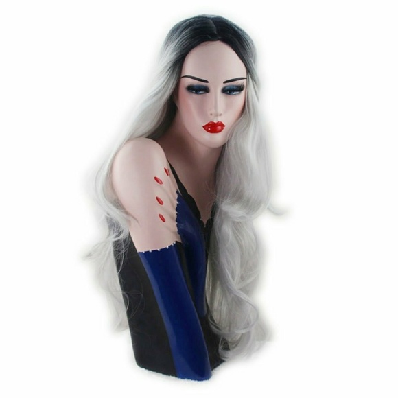 Ombre Black Gray Wavy Wig main image 4