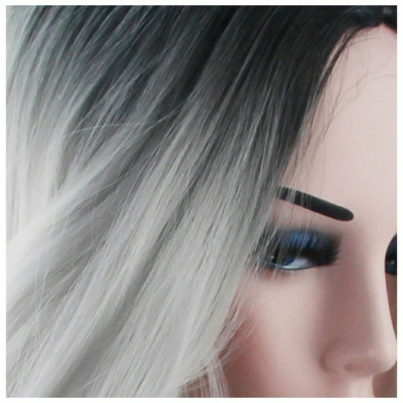Ombre Black Gray Wavy Wig main image 7