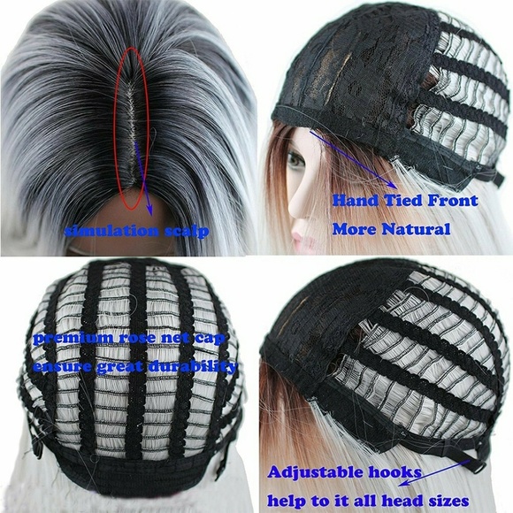Ombre Black Gray Wavy Wig main image 5