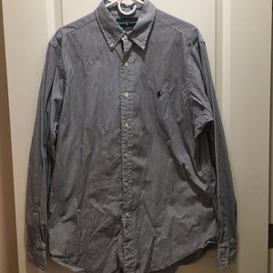 Navy and white striped Ralph Lauren Button Down