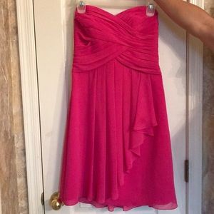 Pink strapless David’s bridal dress