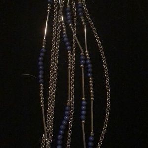 Long multi strand blue necklace