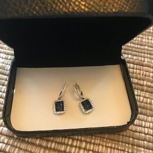 Diamond and sapphire drop earrings