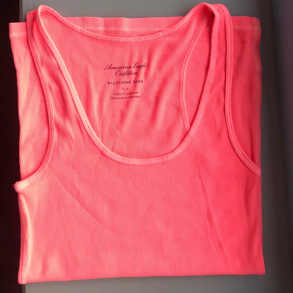 American Eagle Boyfriend Tank Neon Pink Small